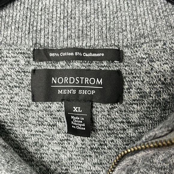 Nordstrom Men’s Gray Half Zip Cotton & Cashmere Blend Pullover - Picture 3 of 7